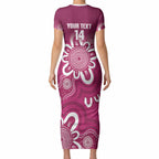 Queensland Oztag Custom Short Sleeve Bodycon Dress QLD Indigenous Art