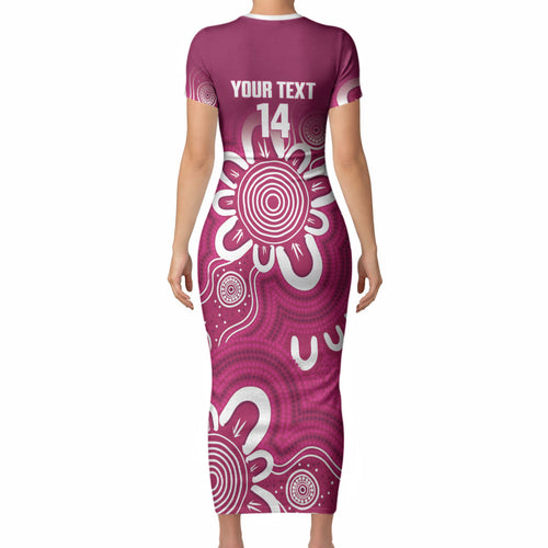 Queensland Oztag Custom Short Sleeve Bodycon Dress QLD Indigenous Art