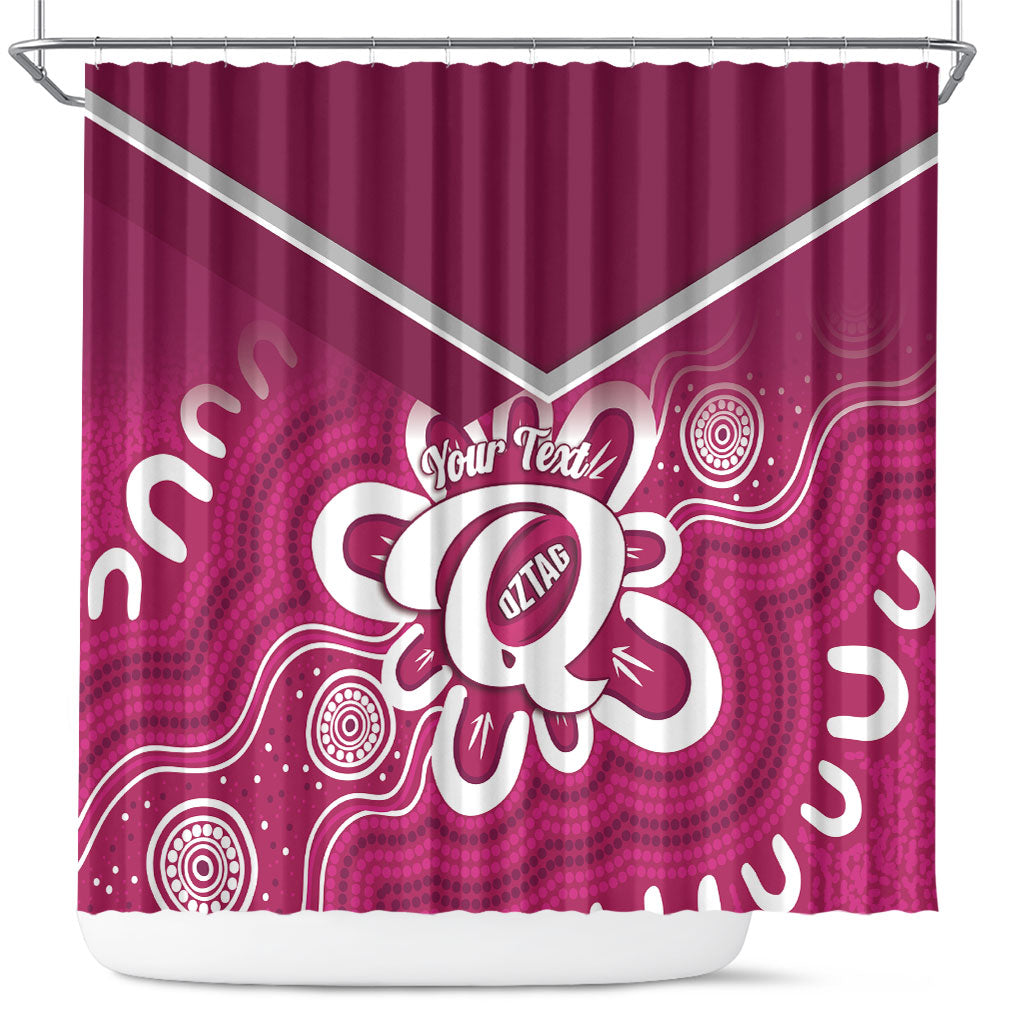 Queensland Oztag Custom Shower Curtain QLD Indigenous Art