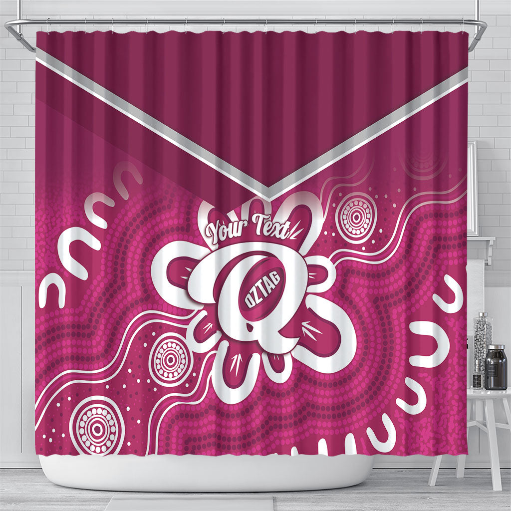 Queensland Oztag Custom Shower Curtain QLD Indigenous Art