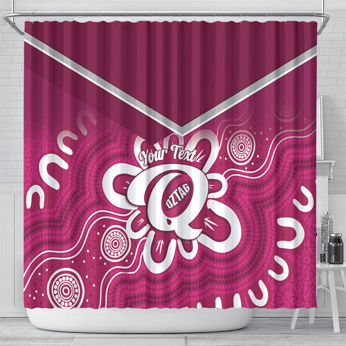 Queensland Oztag Custom Shower Curtain QLD Indigenous Art