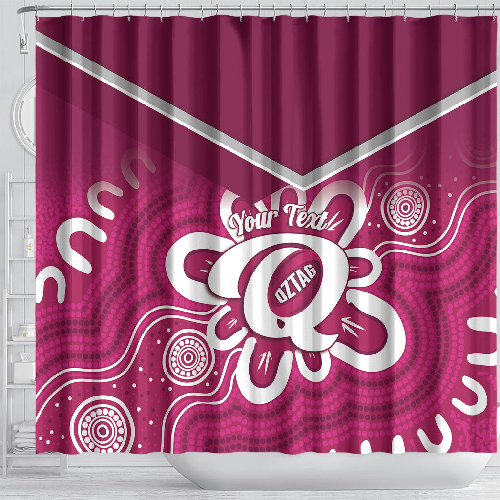 Queensland Oztag Custom Shower Curtain QLD Indigenous Art