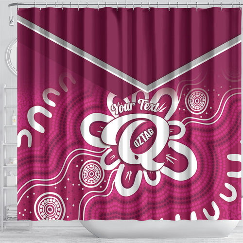 Queensland Oztag Custom Shower Curtain QLD Indigenous Art