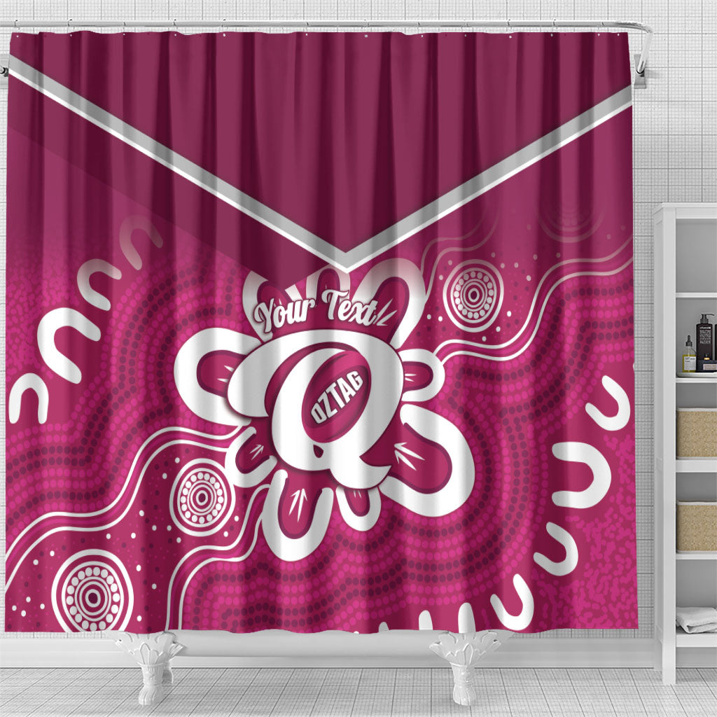 Queensland Oztag Custom Shower Curtain QLD Indigenous Art
