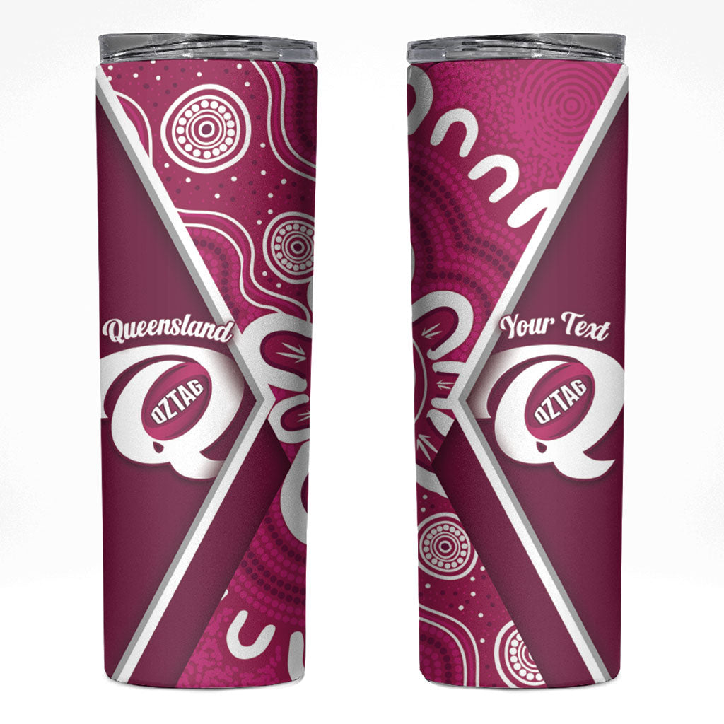 Queensland Oztag Custom Skinny Tumbler QLD Indigenous Art