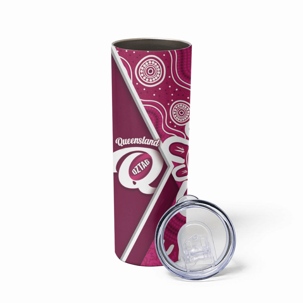 Queensland Oztag Custom Skinny Tumbler QLD Indigenous Art
