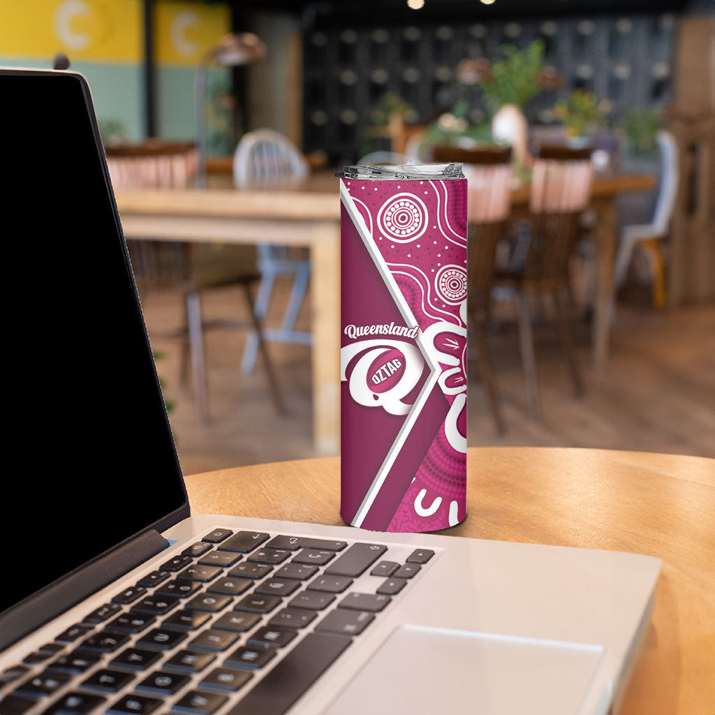 Queensland Oztag Custom Skinny Tumbler QLD Indigenous Art