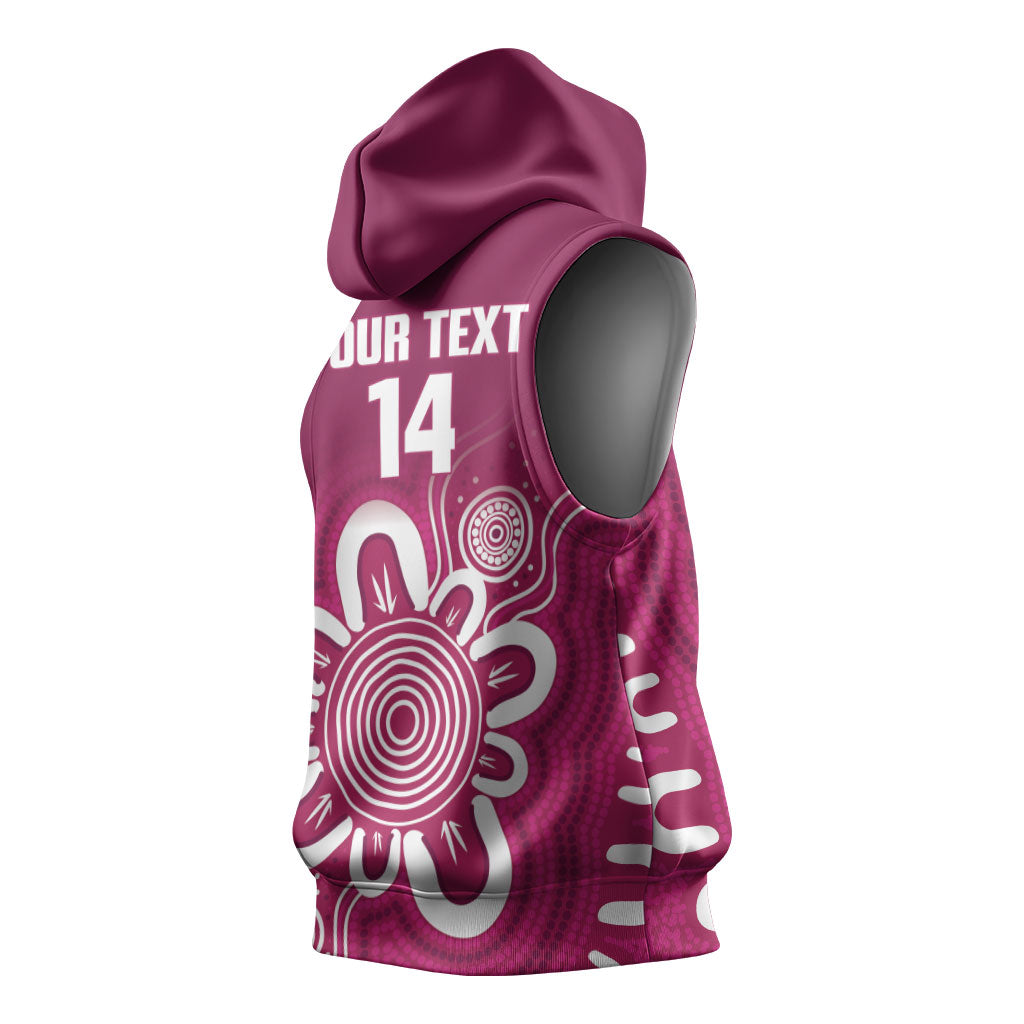 Queensland Oztag Custom Sleeveless Hoodie QLD Indigenous Art