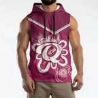 Queensland Oztag Custom Sleeveless Hoodie QLD Indigenous Art