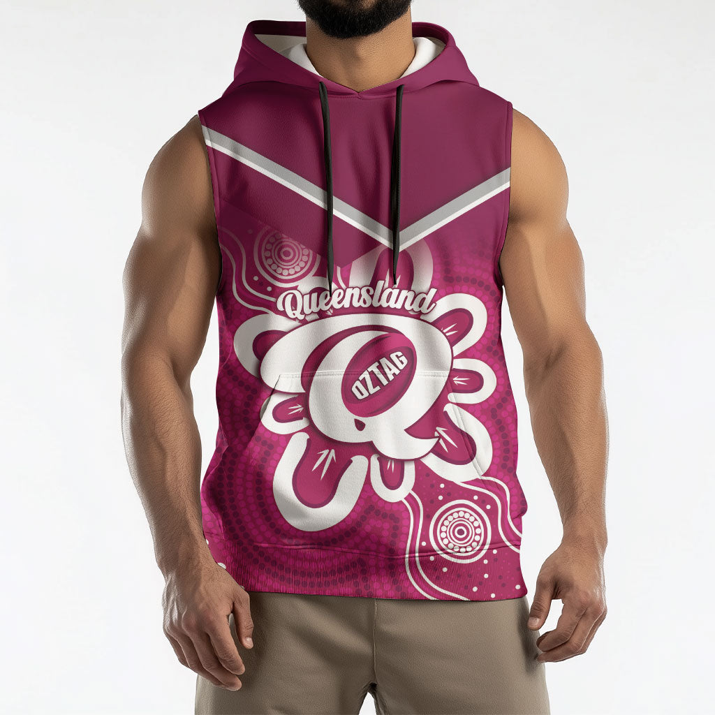Queensland Oztag Custom Sleeveless Hoodie QLD Indigenous Art