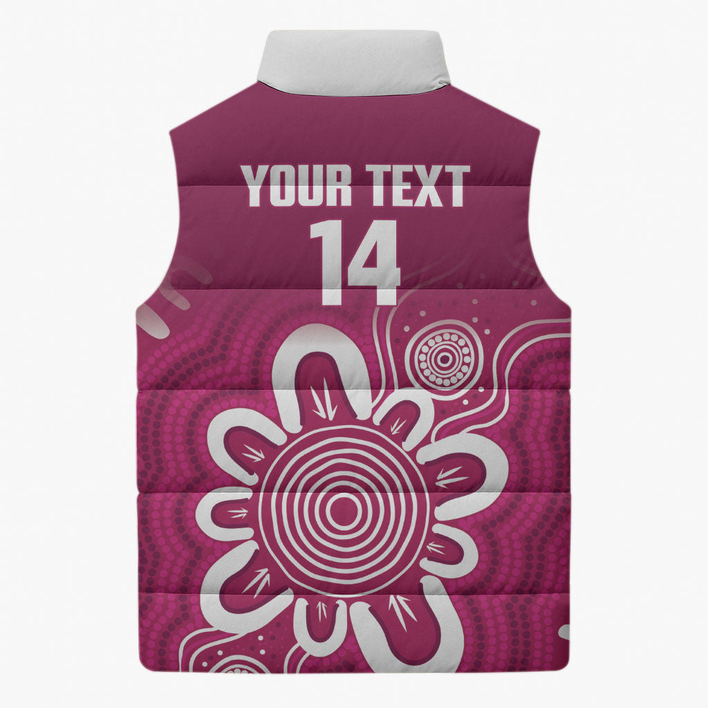 Queensland Oztag Custom Sleeveless Puffer Jacket QLD Indigenous Art