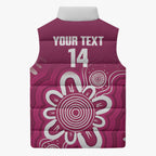 Queensland Oztag Custom Sleeveless Puffer Jacket QLD Indigenous Art