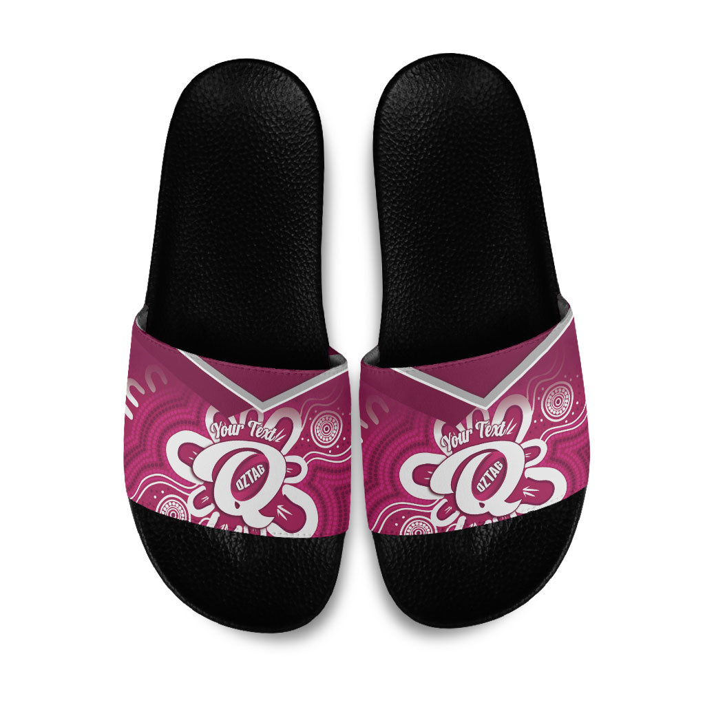Queensland Oztag Custom Slide Sandals QLD Indigenous Art