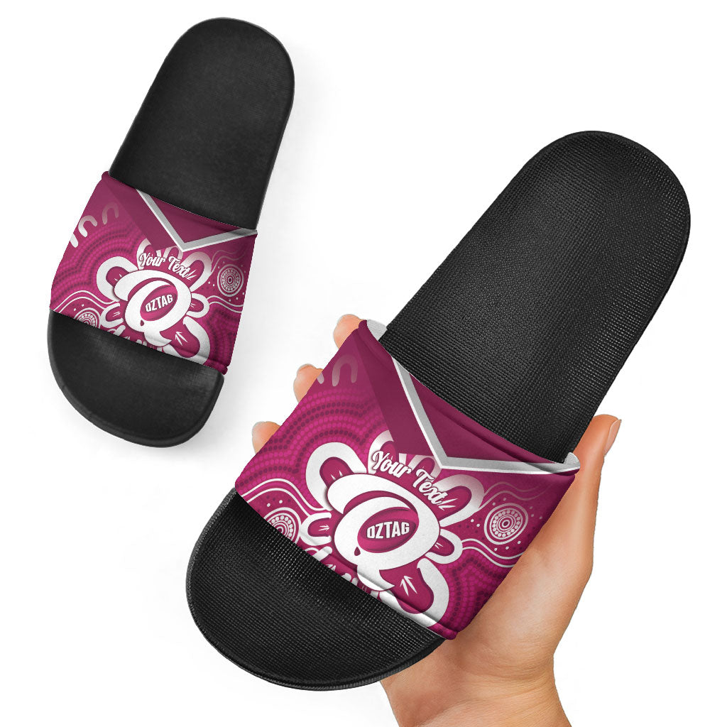Queensland Oztag Custom Slide Sandals QLD Indigenous Art