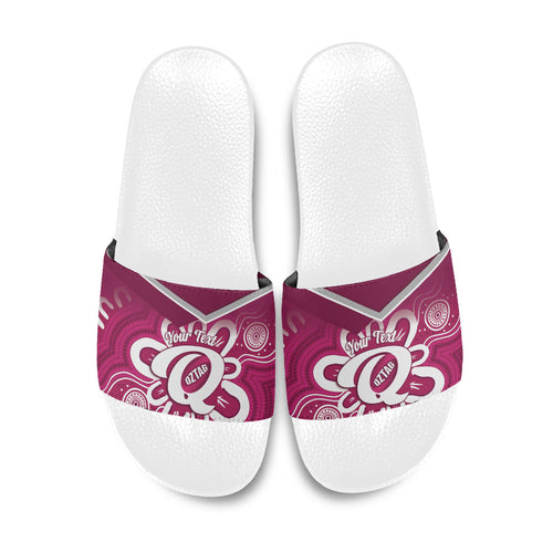 Queensland Oztag Custom Slide Sandals QLD Indigenous Art