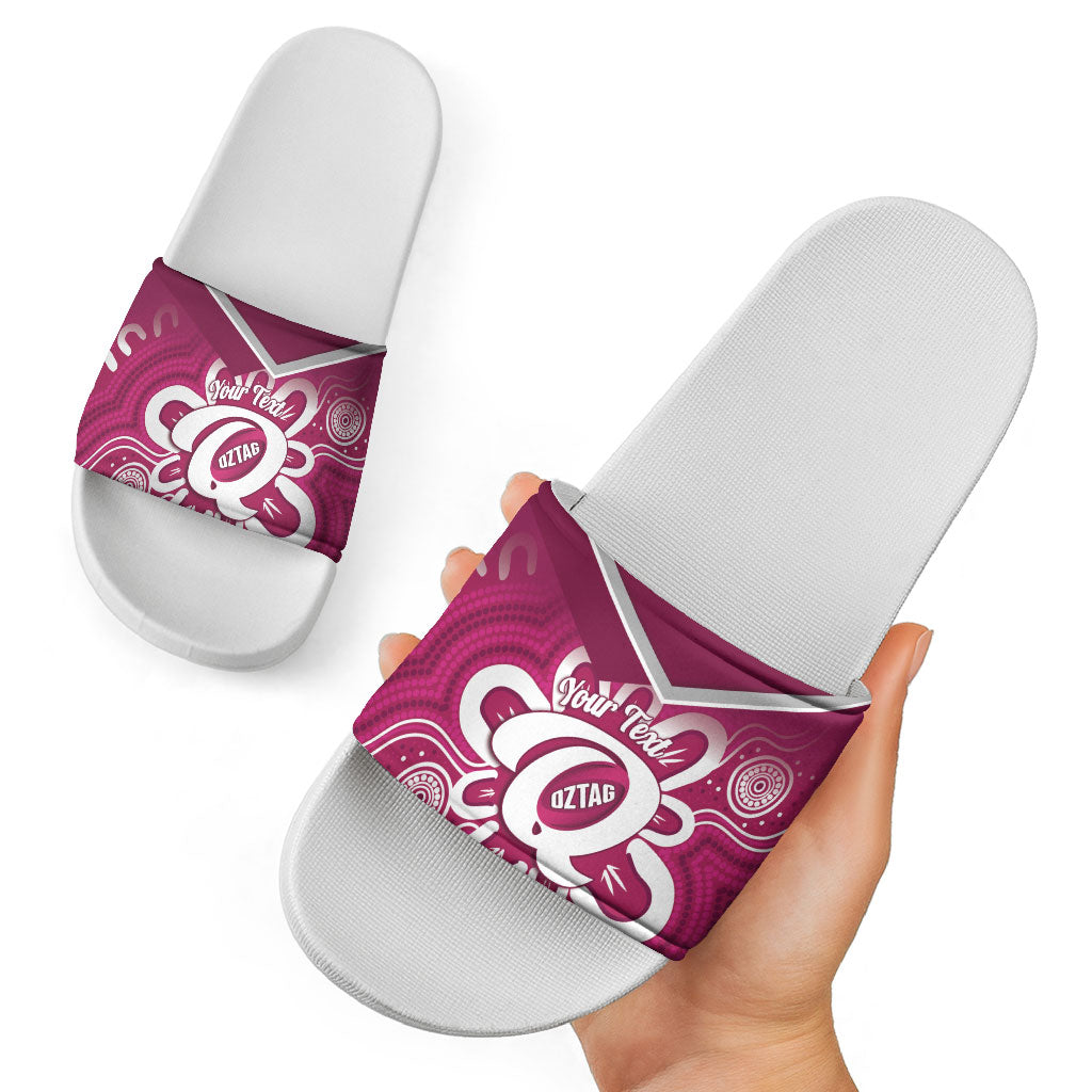 Queensland Oztag Custom Slide Sandals QLD Indigenous Art