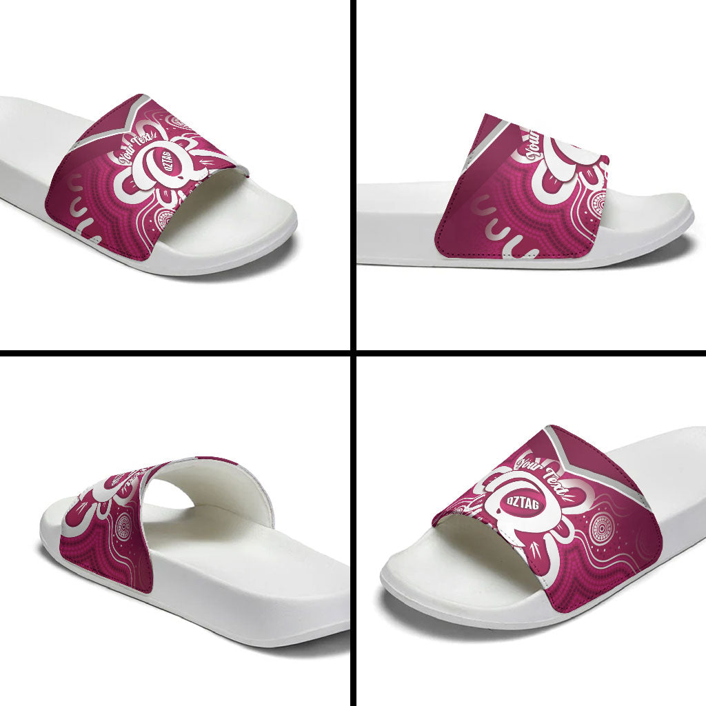 Queensland Oztag Custom Slide Sandals QLD Indigenous Art