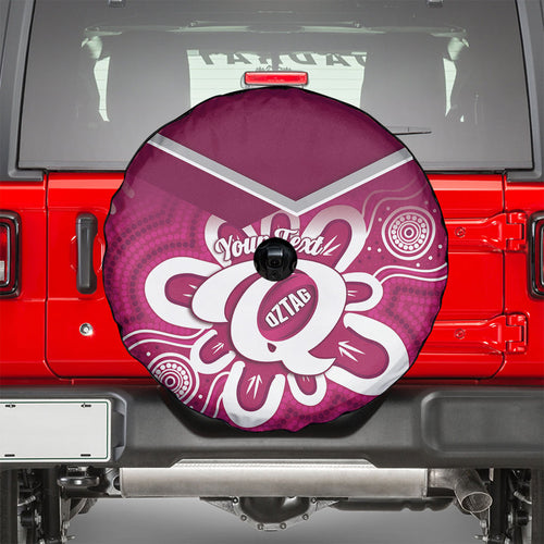 Queensland Oztag Custom Spare Tire Cover QLD Indigenous Art