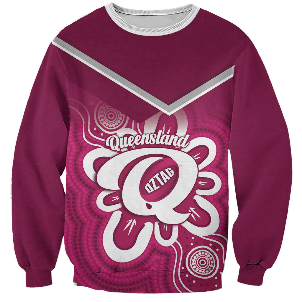 Queensland Oztag Custom Sweatshirt QLD Indigenous Art