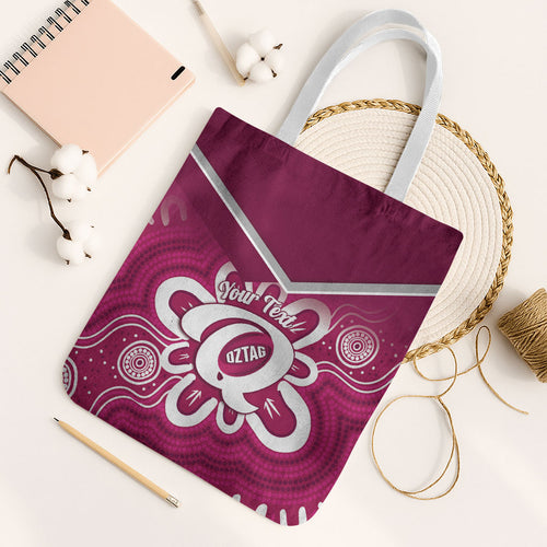 Queensland Oztag Custom Tote Bag QLD Indigenous Art
