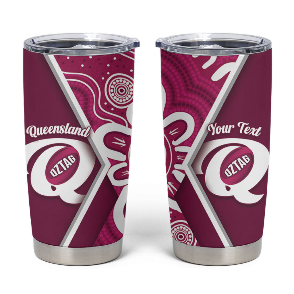 Queensland Oztag Custom Tumbler Cup QLD Indigenous Art