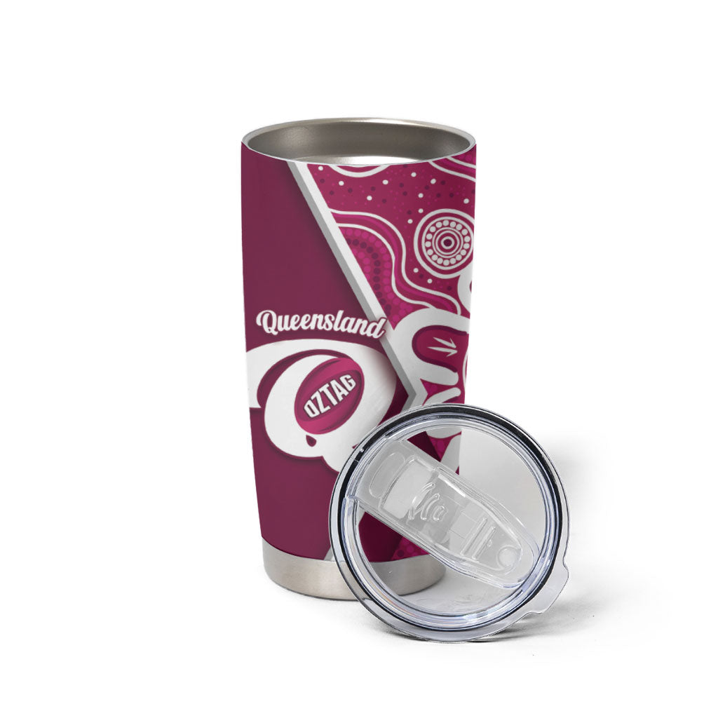 Queensland Oztag Custom Tumbler Cup QLD Indigenous Art