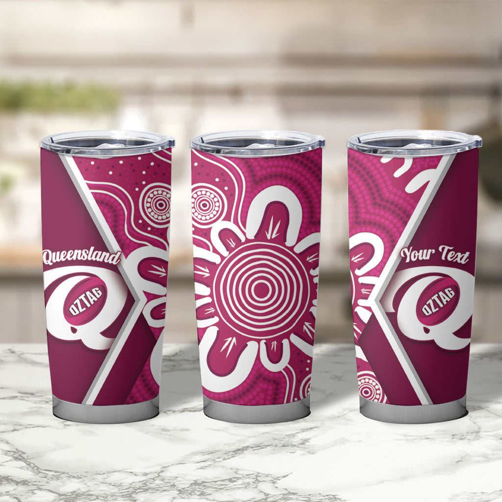 Queensland Oztag Custom Tumbler Cup QLD Indigenous Art