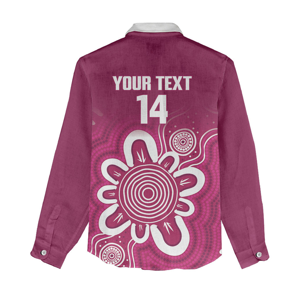 Queensland Oztag Custom Women Casual Shirt QLD Indigenous Art