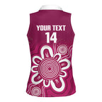 Queensland Oztag Custom Women Sleeveless Polo Shirt QLD Indigenous Art