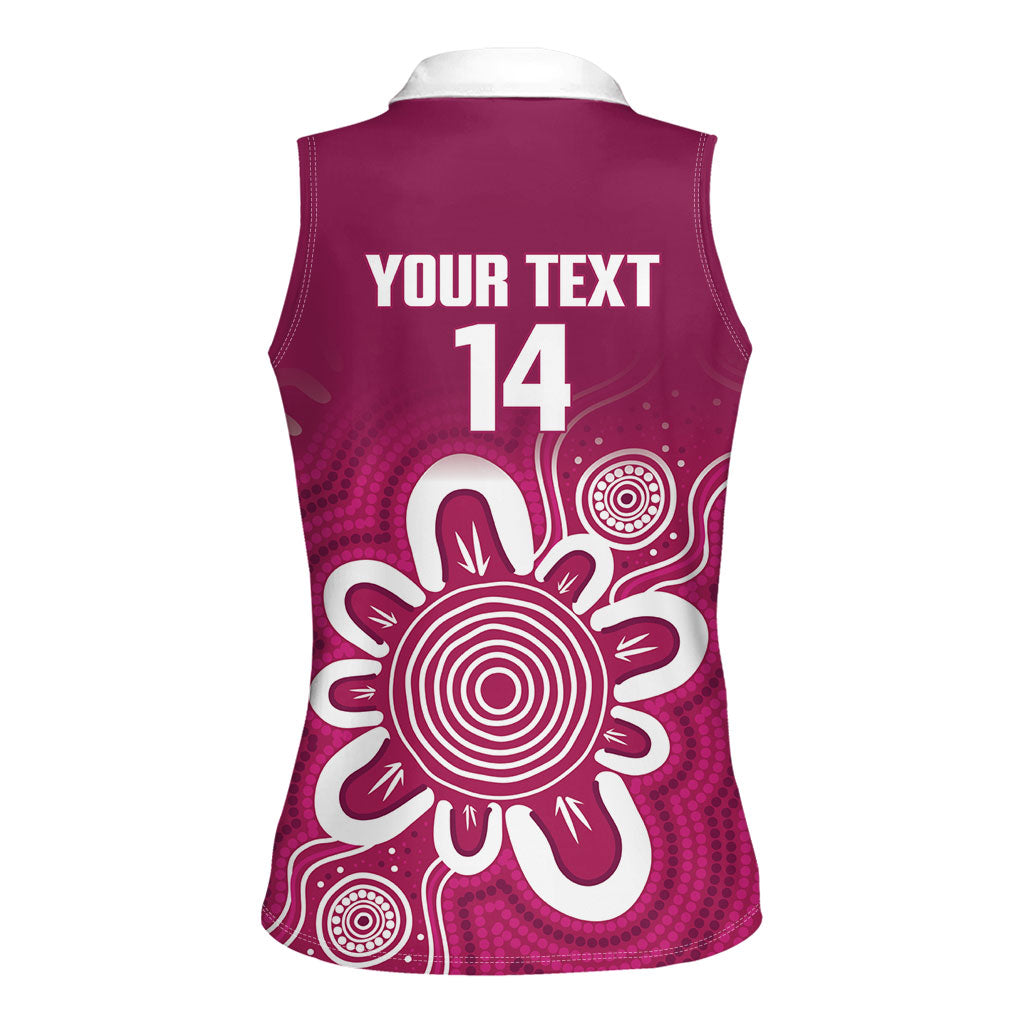 Queensland Oztag Custom Women Sleeveless Polo Shirt QLD Indigenous Art