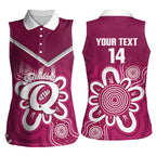 Queensland Oztag Custom Women Sleeveless Polo Shirt QLD Indigenous Art