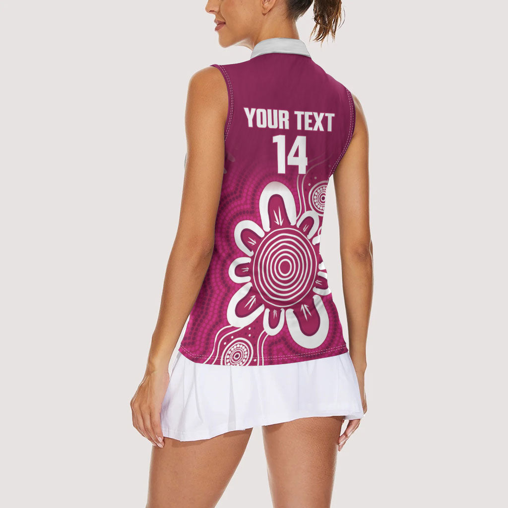 Queensland Oztag Custom Women Sleeveless Polo Shirt QLD Indigenous Art