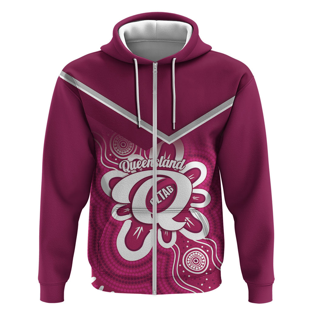 Queensland Oztag Custom Zip Hoodie QLD Indigenous Art