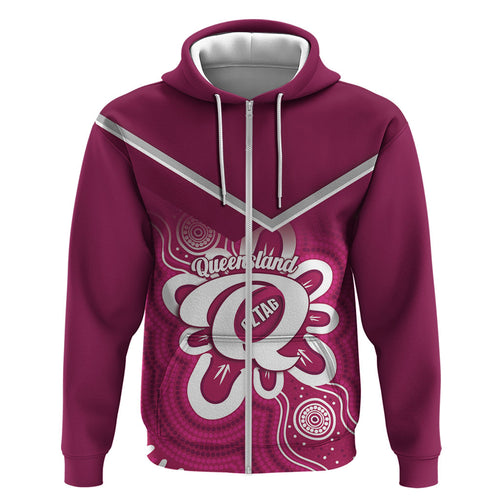 Queensland Oztag Custom Zip Hoodie QLD Indigenous Art
