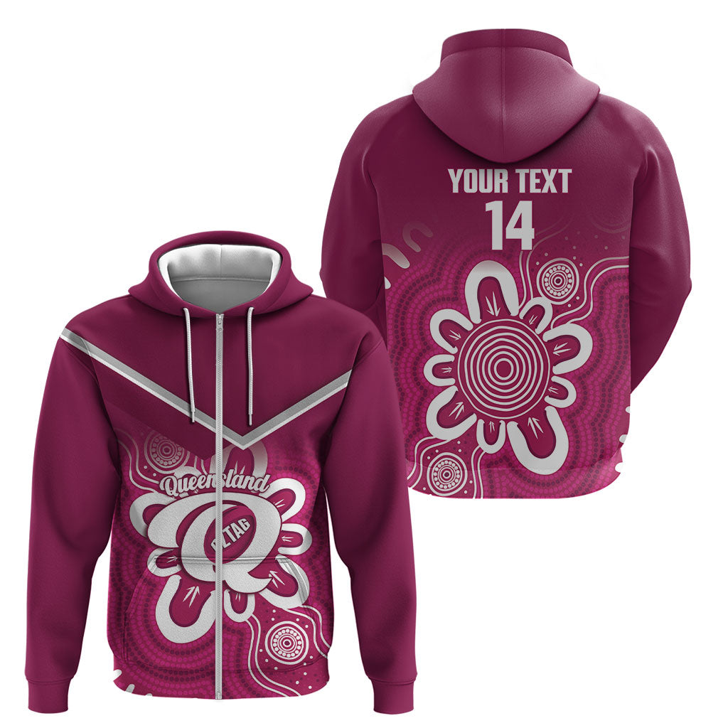 Queensland Oztag Custom Zip Hoodie QLD Indigenous Art