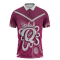 Queensland Oztag Custom Zipper Polo Shirt QLD Indigenous Art