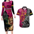 panthers-and-broncos-rugby-couples-matching-long-sleeve-bodycon-dress-and-hawaiian-shirt-2023-grand-final-penrith-brisbane-together