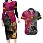 panthers-and-broncos-rugby-couples-matching-long-sleeve-bodycon-dress-and-hawaiian-shirt-2023-grand-final-penrith-brisbane-together