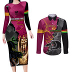 panthers-and-broncos-rugby-couples-matching-long-sleeve-bodycon-dress-and-long-sleeve-button-shirts-2023-grand-final-penrith-brisbane-together