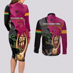 panthers-and-broncos-rugby-couples-matching-long-sleeve-bodycon-dress-and-long-sleeve-button-shirts-2023-grand-final-penrith-brisbane-together