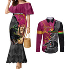 panthers-and-broncos-rugby-couples-matching-mermaid-dress-and-long-sleeve-button-shirts-2023-grand-final-penrith-brisbane-together