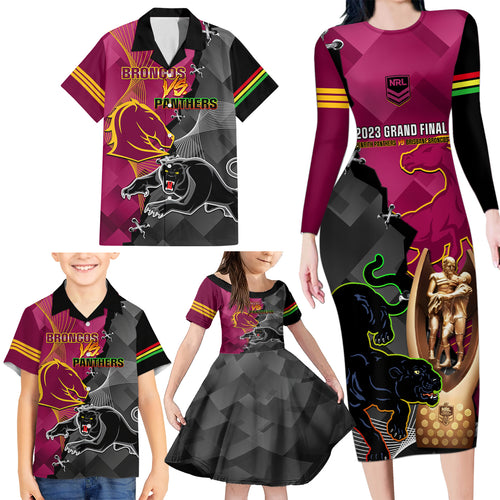 panthers-and-broncos-rugby-family-matching-long-sleeve-bodycon-dress-and-hawaiian-shirt-2023-grand-final-penrith-brisbane-together