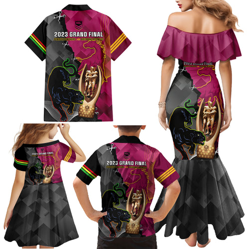panthers-and-broncos-rugby-family-matching-mermaid-dress-and-hawaiian-shirt-2023-grand-final-penrith-brisbane-together