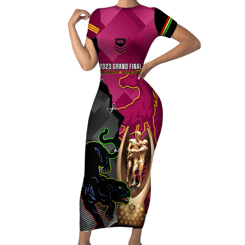 panthers-and-broncos-rugby-family-matching-short-sleeve-bodycon-dress-and-hawaiian-shirt-2023-grand-final-penrith-brisbane-together
