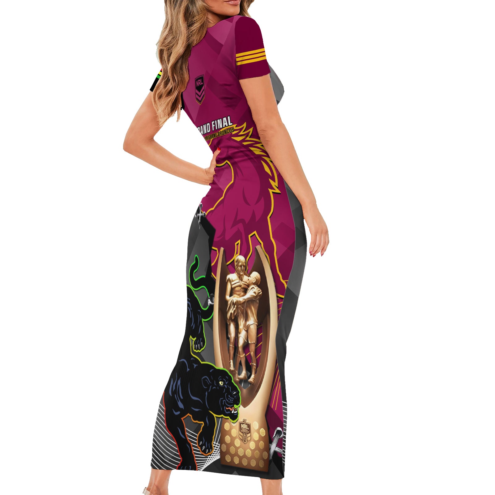 panthers-and-broncos-rugby-family-matching-short-sleeve-bodycon-dress-and-hawaiian-shirt-2023-grand-final-penrith-brisbane-together