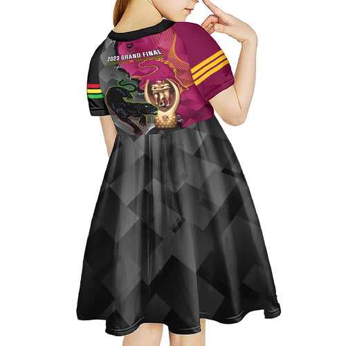 panthers-and-broncos-rugby-kid-short-sleeve-dress-2023-grand-final-penrith-brisbane-together