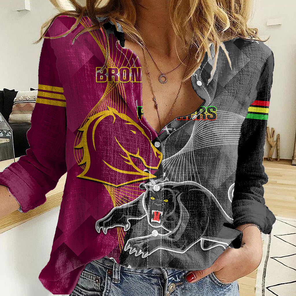 panthers-and-broncos-rugby-women-casual-shirt-2023-grand-final-penrith-brisbane-together