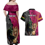 personalised-panthers-and-broncos-rugby-couples-matching-off-shoulder-maxi-dress-and-hawaiian-shirt-2023-grand-final-penrith-brisbane-together