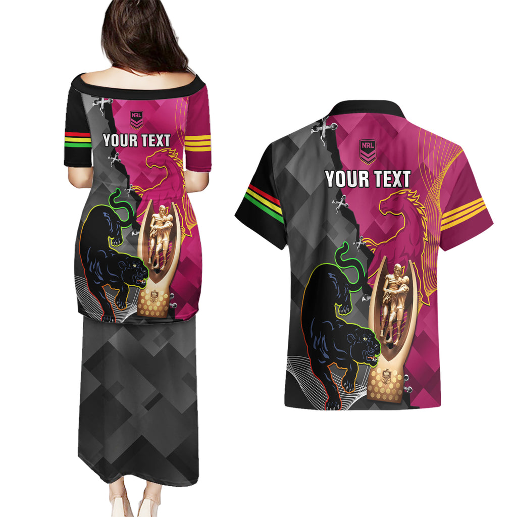 personalised-panthers-and-broncos-rugby-couples-matching-puletasi-dress-and-hawaiian-shirt-2023-grand-final-penrith-brisbane-together