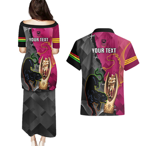 personalised-panthers-and-broncos-rugby-couples-matching-puletasi-dress-and-hawaiian-shirt-2023-grand-final-penrith-brisbane-together